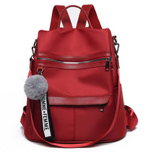 Load image into Gallery viewer, 2019 new quality backpack waterproof anti-theft Oxford cloth simple college wind bag youth girl backpack gift hair ball pendant